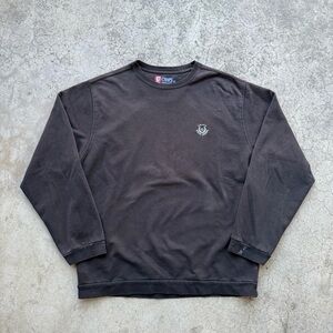 Vintage Distressed Polo Ralph Lauren CHAPS Embroidered Black Crewneck Sweater